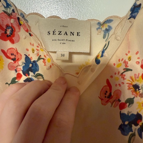 Sezane Floral Tank Top - Cream with Multicolor Flowers - Picture 3 of 5